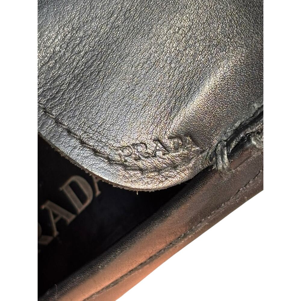 Prada Black Leather Driving Loafers Size 7 Slip On Italy Designer Minimalist - Picture 9 of 11